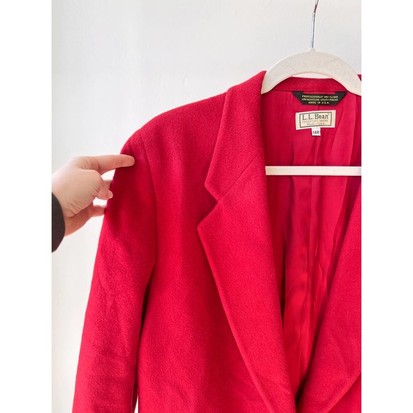 L.L. BEAN Women's Red Vintage Wool/Cashmere Blend Single Button Blazer Size 14R - Picture 3 of 10